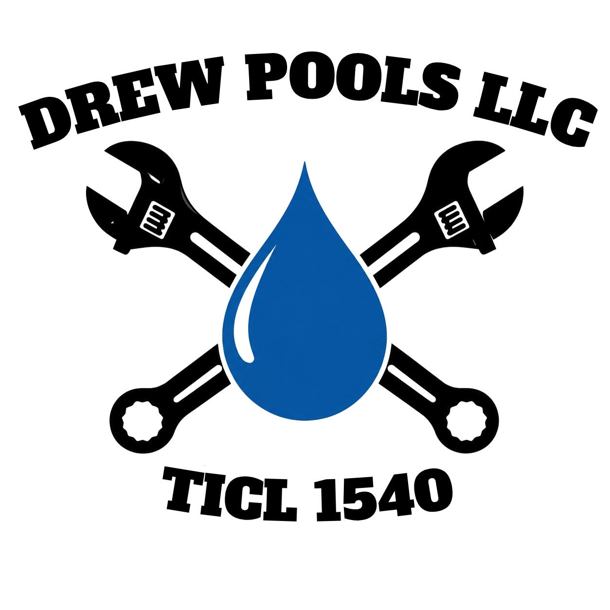 Drew Pools Logo | Katy, TX Drew Pools Logo of pool equipment specialist in Katy, TX.