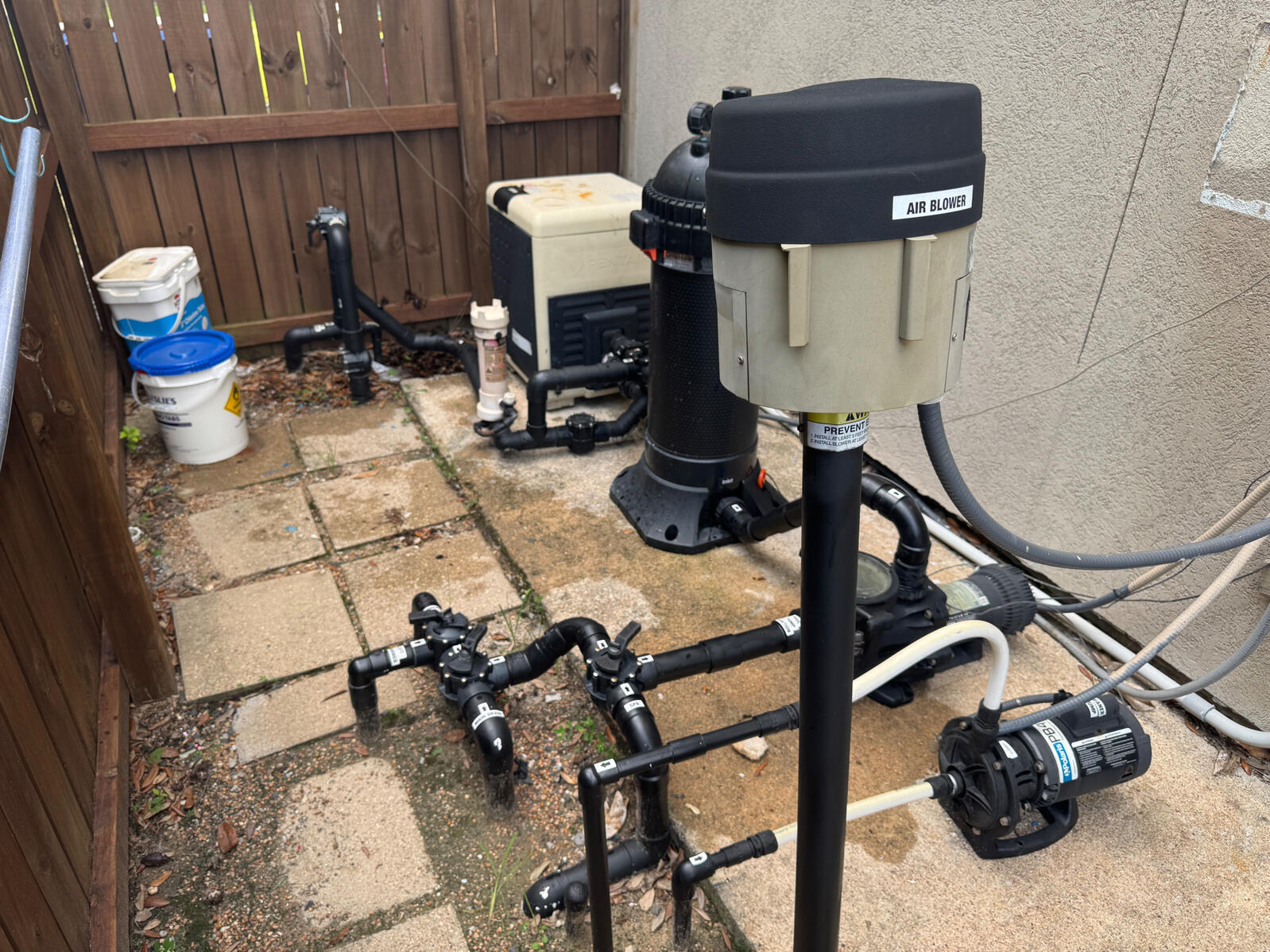 AquaStar Pipeline filter install in Pearland, Texas by Drew Pools. Professional filter install and equipment pad re plumbing in Pearland, Texas, by Drew Pools.