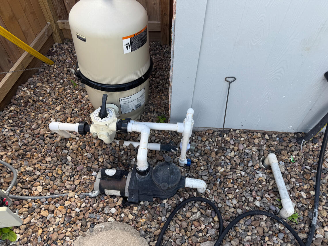 Before picture of installing a Jandy FloPro Variable speed pump in Houston, Texas, by Drew Pools.